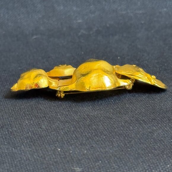 Vintage Gold Elephant Family Brooch Pin African Wildlife Jewelry - Picture 7 of 10